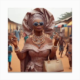 Woman in an African dress and Gele Canvas Print