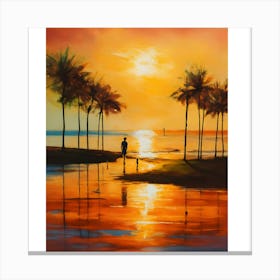 Sunset At The Beach 1 Canvas Print