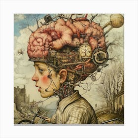 Brain On A Bicycle Canvas Print