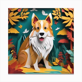 Corgi In The Forest Canvas Print