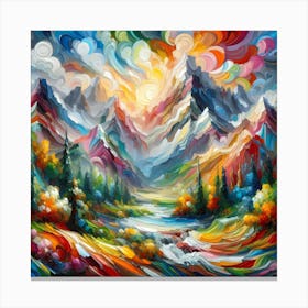 Mountain Landscape Painting Canvas Print