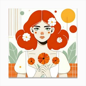 Girl With Flowers 2 Canvas Print