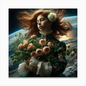 Girl With Roses Canvas Print