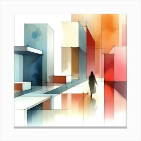 Person Walking In A City Canvas Print