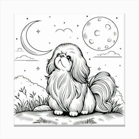 Line Art Pekingese dog 3 Canvas Print