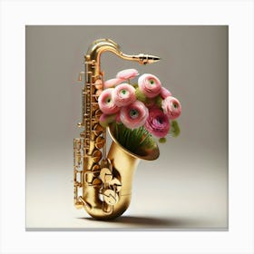 Saxophone With Flowers Canvas Print