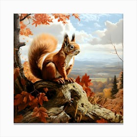 Red Squirrel Overlooks The Countryside Canvas Print