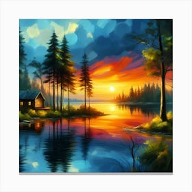 Sunset By The Lake 9 Canvas Print