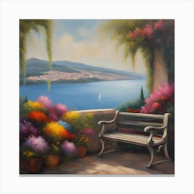 Bench By The Lake Canvas Print