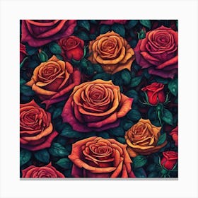 All Roses Colors Flat As Background Centered Symmetry Painted Intricate Volumetric Lighting Be (3) Canvas Print