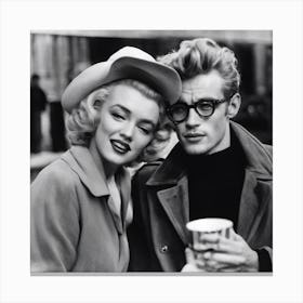 Marilyn Monroe And James Dean portrait Canvas Print