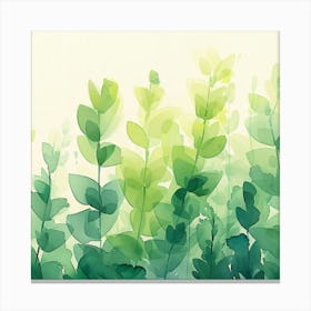 Watercolor Of Green Leaves Canvas Print