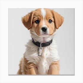 Puppy Sitting On A White Background Canvas Print