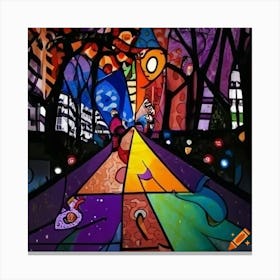 Night Time Walk Through The Park Canvas Print