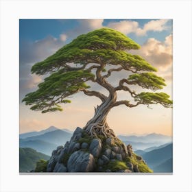 Lone Tree On Top Of Mountain 55 Canvas Print