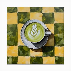 Matcha Latte Yellow Checkerboard 4 Canvas Print