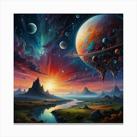 Planets In Space Canvas Print