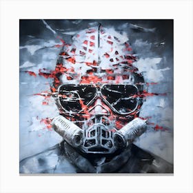 The meltdown. Man in a gas mask. Canvas Print