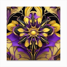 Yellow And Purple Abstract Flower Canvas Print