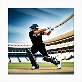 Cricket Player In Action, digital art illustration, cricket world cup 2023 Canvas Print