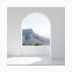 Arched Window With Mountain View Canvas Print