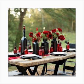 Mesa De Pic Nic Botellas De Colores Canvas Print