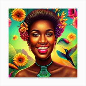 Woman And Flowers Canvas Print