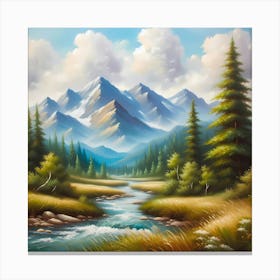 Mountain Landscape Painting 1 Canvas Print