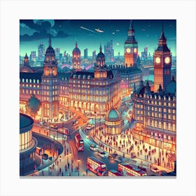 London City At Night Canvas Print