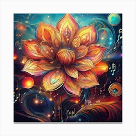 Lotus Flower With Music Notes 3 Canvas Print