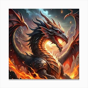 Dragon In Flames 2 Canvas Print