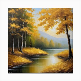 Autumn Trees By The River 1 Canvas Print