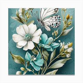 Butterfly And Flowers Canvas Print