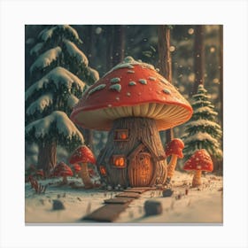 Red mushroom shaped like a hut 4 Canvas Print