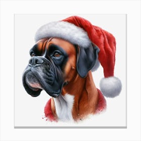 Boxer Dog Santa Hat 1 Canvas Print