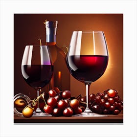 Wine Glasses And Grapes Canvas Print