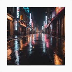 Wet Street At Night Canvas Print