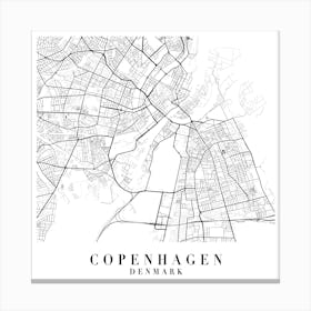 Copenhagen Denmark Street Map Minimal Square Canvas Print