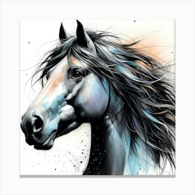 Horse Head Drawing With Some Color Accents 1 Canvas Print