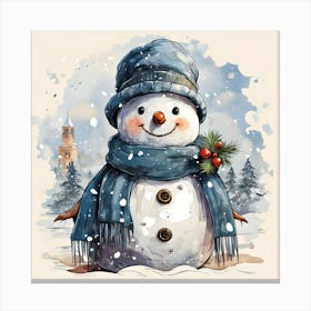 Snowman In Winter 1 Canvas Print