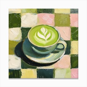 Matcha Latte Checkerboard Background 2 Canvas Print