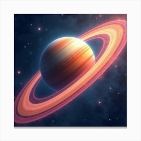 Vibrant Watercolor Planet Rings Shimmering Around A Distant Gas Giant 1 Canvas Print