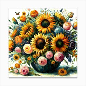 Sunflowers In A Vase 1 Canvas Print