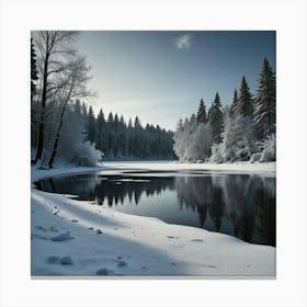 Lake In Winter 1 Canvas Print