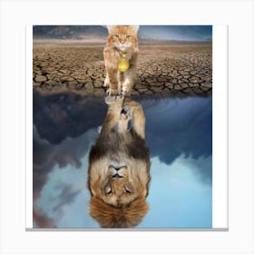 When a cat sees himself as a lion Canvas Print