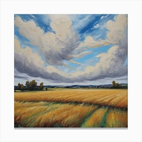 Beautiful Shot Of A Whet Field With A Cloudy Sky 1 Canvas Print