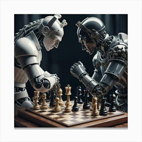 Robots Playing Chess Canvas Print