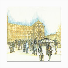 Rainy Summer Day In Munich Square Canvas Print
