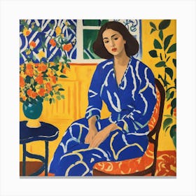 Woman In Blue 12 Canvas Print