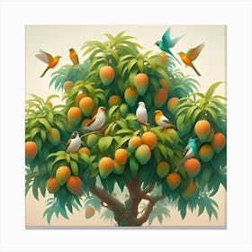 Birds On A Mango Tree Canvas Print